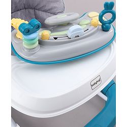 Babyhug 2 In 1 Multifunctional Baby Walker Cum Rocker With 3 Level Height Adjustment & Musical Play Tray - Blue