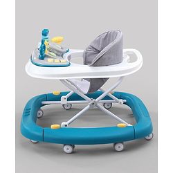 Babyhug 2 In 1 Multifunctional Baby Walker Cum Rocker With 3 Level Height Adjustment & Musical Play Tray - Blue