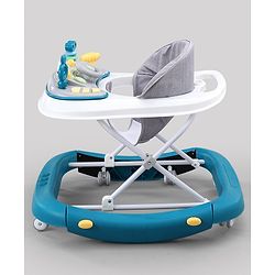 Babyhug 2 In 1 Multifunctional Baby Walker Cum Rocker With 3 Level Height Adjustment & Musical Play Tray - Blue
