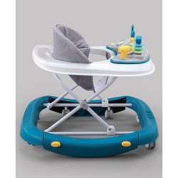 Babyhug 2 In 1 Multifunctional Baby Walker Cum Rocker With 3 Level Height Adjustment & Musical Play Tray - Blue