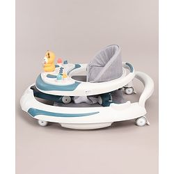 Babyhug Elephant 2 In 1 Walker Cum Rocker With Detachable Musical Toy Bar & Multiple Height With Seat Adjustments - Blue
