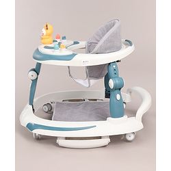 Babyhug Elephant 2 In 1 Walker Cum Rocker With Detachable Musical Toy Bar & Multiple Height With Seat Adjustments - Blue