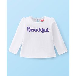 Babyhug 100% Cotton Knit Full Sleeves T-Shirt & Dungaree With Floral Print - Yellow & Purple