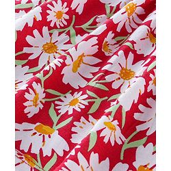 Babyhug Cotton  Knit Full Sleeves Top with Skirt Floral  Printed - Red