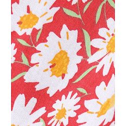 Babyhug 100% Cotton Knit Half Sleeveless Jumpsuit with Floral Print - Red
