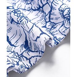 Babyhug Knit Full Sleeves Solid Jacket with Frill Detailing & Floral Printed Frock - Navy Blue & White