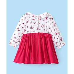 Babyhug 100% Viscose Rayon Woven Full Sleeves Floral Printed Frock with Sling Bag - Red