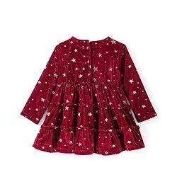 Babyhug Woven Full Sleeves Frock With Star Print - Red