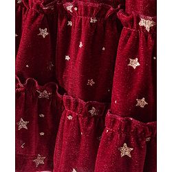 Babyhug Woven Full Sleeves Frock With Star Print - Red