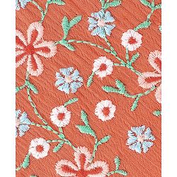 Babyhug Cotton Knit Full Sleeves Floral Embroidery Frock - Orange