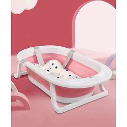 Babyhug Foldable Bath Tub with Printed Cushion - Pink
