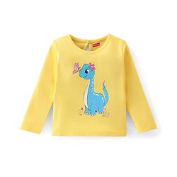 Babyhug Cotton Full Sleeves T-Shirt with Dino Graphics - Yellow