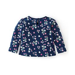 Babyhug Cotton Knit Full Sleeves T-Shirt Floral Print - Navy Blue