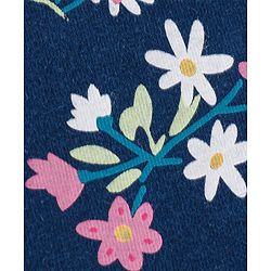 Babyhug Cotton Knit Full Sleeves T-Shirt Floral Print - Navy Blue
