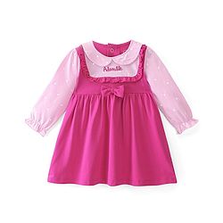 Babyhug Cotton Knit Full Sleeves Frock with Headband & Bow Applique - Pink