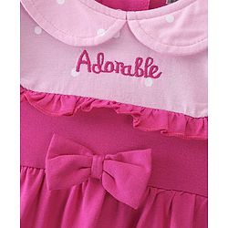 Babyhug Cotton Knit Full Sleeves Frock with Headband & Bow Applique - Pink