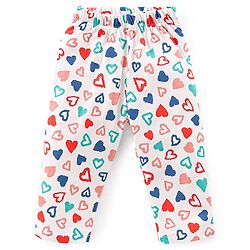 Babyhug Interlock Cotton Knit Full Sleeves Heat Print Night Suit - White