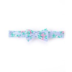 Babyhug Cotton Knit Half Sleeves Frock with Bloomer & Hairband Floral Printed - Blue