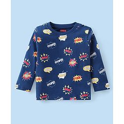 Babyhug 100% Cotton Full Sleeves T-Shirt with Text Graphics Print & Striped Pack of 3  - Blue & White