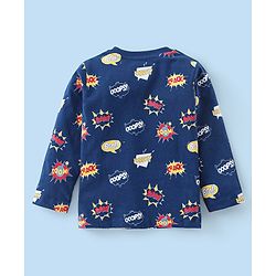 Babyhug 100% Cotton Full Sleeves T-Shirt with Text Graphics Print & Striped Pack of 3  - Blue & White