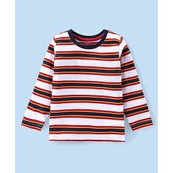 Babyhug 100% Cotton Full Sleeves T-Shirt with Text Graphics Print & Striped Pack of 3  - Blue & White