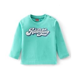 Babyhug Cotton Knit Full Sleeves T-Shirt Graphic Text Print - Green