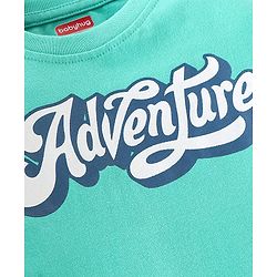 Babyhug Cotton Knit Full Sleeves T-Shirt Graphic Text Print - Green