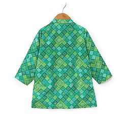 Babyhug Full Sleeves Printed with Sequenced Embroidered Kurta & Pyjama Set - Green