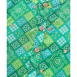 Babyhug Full Sleeves Printed with Sequenced Embroidered Kurta & Pyjama Set - Green
