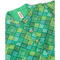 Babyhug Full Sleeves Printed with Sequenced Embroidered Kurta & Pyjama Set - Green
