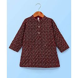 Babyhug Full Sleeves Sequined Embroidered Kurta Pyjama Set - Maroon