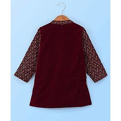 Babyhug Full Sleeves Sequined Embroidered Kurta Pyjama Set - Maroon