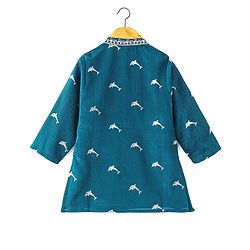 Babyhug Woven Full Sleeves Foil Printed Kurta & Dhoti Set - Teal Blue