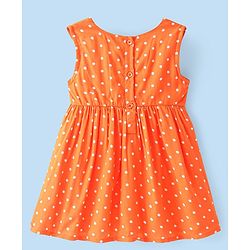 Babyhug Cotton Woven Frock with Half Sleeves T-Shirt Polka Dot Print - Multicolour