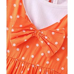 Babyhug Cotton Woven Frock with Half Sleeves T-Shirt Polka Dot Print - Multicolour