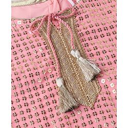 Babyhug Three Fourth Sleeves Sequenced & Embroidered Kurti with Sharara & Dupatta Set - Pink