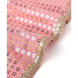 Babyhug Three Fourth Sleeves Sequenced & Embroidered Kurti with Sharara & Dupatta Set - Pink