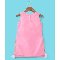 Babyhug Sleeveless Sequenced Embroidered Kurti with Sharara and Dupatta Set - Pink