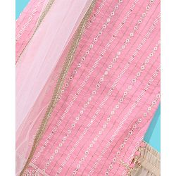 Babyhug Sleeveless Sequenced Embroidered Kurti with Sharara and Dupatta Set - Pink