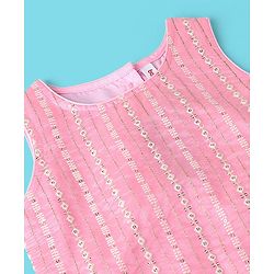 Babyhug Sleeveless Sequenced Embroidered Kurti with Sharara and Dupatta Set - Pink