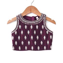 Babyhug Sleeveless Sequined Floral Embroidered Choli Lehenga and Dupatta Set - Wine