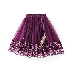 Babyhug Sleeveless Sequined Floral Embroidered Choli Lehenga and Dupatta Set - Wine