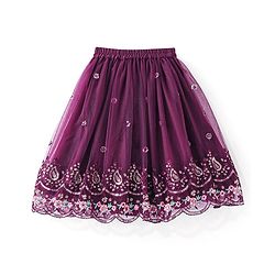 Babyhug Sleeveless Sequined Floral Embroidered Choli Lehenga and Dupatta Set - Wine