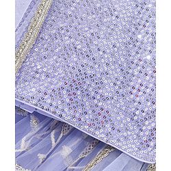 Babyhug Sleeveless Sequenced Choli & Floral Embroidered Lehenga with Dupatta Set - Lavender