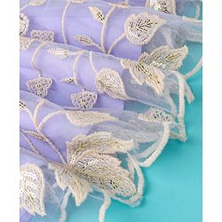 Babyhug Sleeveless Sequenced Choli & Floral Embroidered Lehenga with Dupatta Set - Lavender