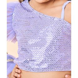 Babyhug Sleeveless Sequenced Choli & Floral Embroidered Lehenga with Dupatta Set - Lavender