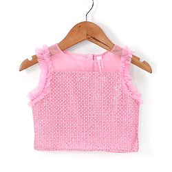Babyhug Sleeveless Sequenced Choli with Embroidered Lehenga and Dupatta - Pink
