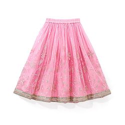 Babyhug Sleeveless Sequenced Choli with Embroidered Lehenga and Dupatta - Pink