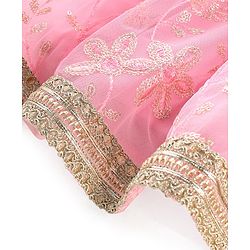 Babyhug Sleeveless Sequenced Choli with Embroidered Lehenga and Dupatta - Pink