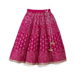 Babyhug Half Sleeves Sequenced Choli with Embroidered Lehenga and Dupatta Set - Fuschia